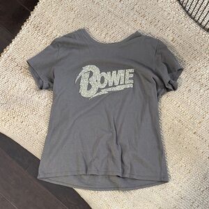 Cotton On Gray Bowie Glitter Logo Short Sleeve Tee
